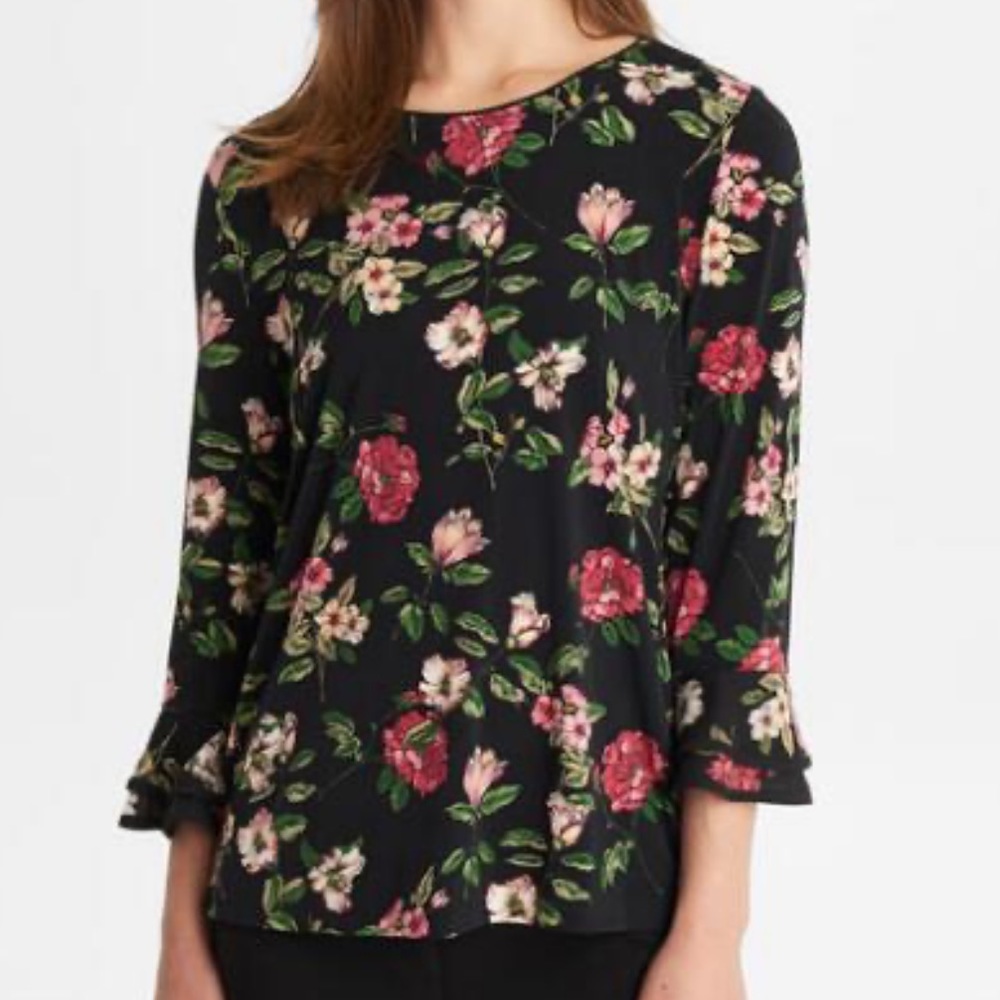 KARL LAGERFELD SOLID MATTE JERSEY ROUND NECK TOP